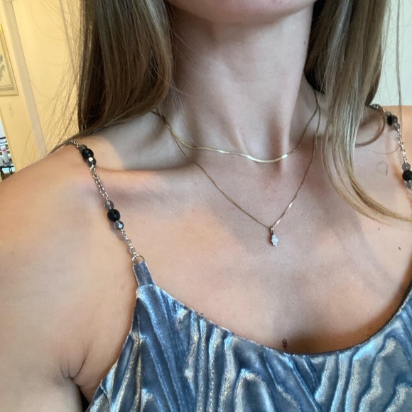 Vintage Scott McClintock textured silver velvet gown with chain and bead straps - Picture 3 of 3